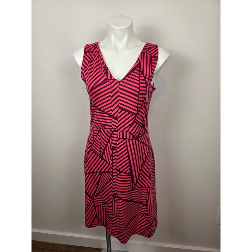 Title Nine Dream Geometric Print Sleeveless V Neck Knee Length Dress Women's M‎